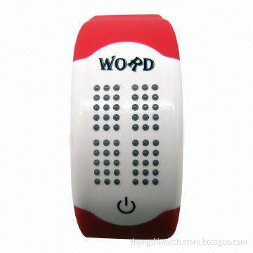 New Touch Screen Sports Unique Design Red/Blue LED Wristwatch, Black with Plastic Case/Silicone Band